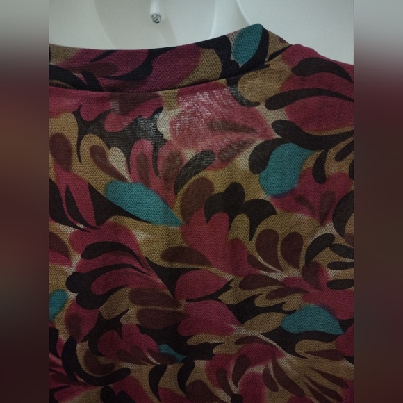 New York & Company Vintage Floral Cinched V neck Long Sleeve Sz XL - Picture 2 of 7